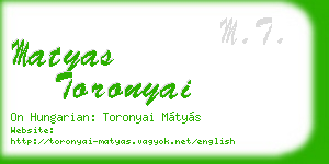 matyas toronyai business card